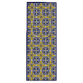 Portugiesische Kacheln in blau und gelb für Weihna Geschenktüte Für Weinflaschen (Vorderseite)