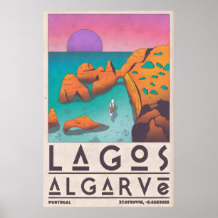 Portugiesische Küstenwandkunst Sonnenbeschienene K Poster