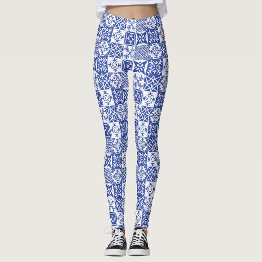 Portugiesische Leggings Azulejo-Fliesen im Stil vo (Vorderseite)