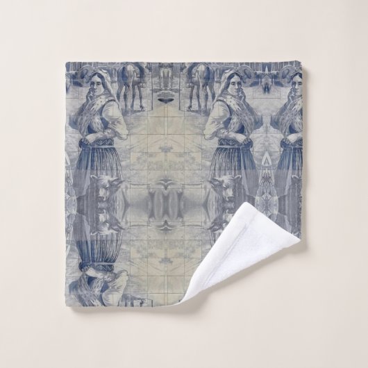 Portugiesische Muster Badhandtuch Set (Waschlappen)