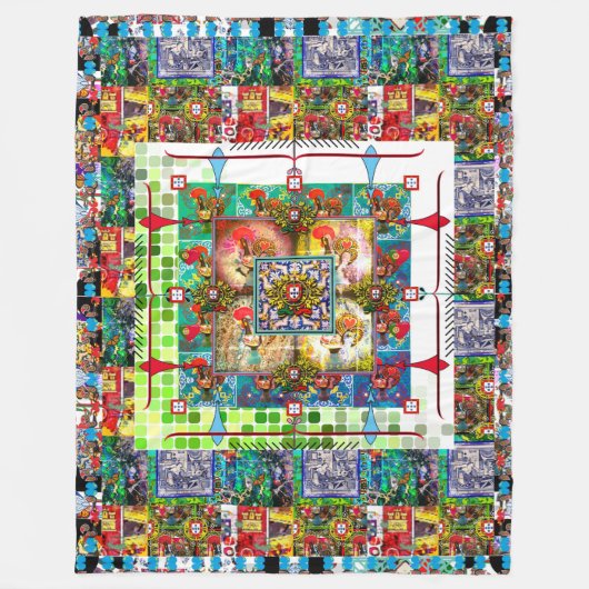 Portugiesische Muster Fleecedecke (Vorderseite)