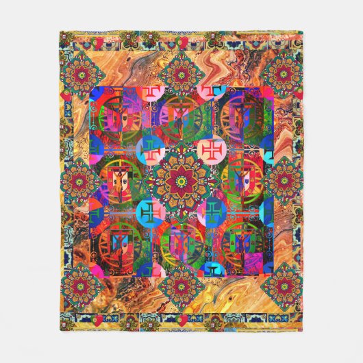 Portugiesische Muster Fleecedecke (Vorderseite)