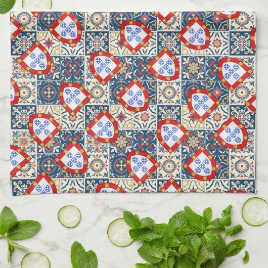 Portugiesische Muster Geschirrtuch (Gefaltet)