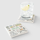 Portugiesische Muster Steinuntersetzer (Seitenansicht)