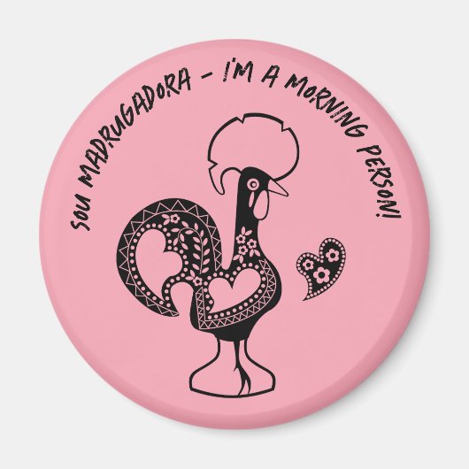 Portugiesische Rooster Early Riser Moderne Silhoue Magnet (Vorne)