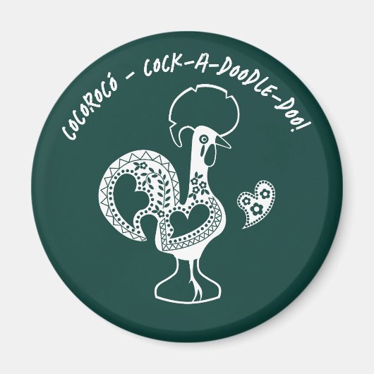 Portugiesische Rooster Early Riser Moderne Silhoue Magnet (Vorne)