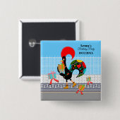 Portugiesische Rooster mit Geschenken 1. Geburtsta Button (Vorne & Hinten)
