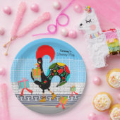 Portugiesische Rooster mit Geschenken 1. Geburtsta Pappteller (Party)
