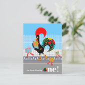 Portugiesische Rooster mit Geschenken 1. Geburtsta Postkarte (Stehend Vorderseite)
