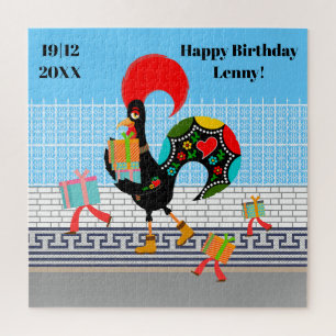 Portugiesische Rooster mit Geschenken 1. Geburtsta Puzzle