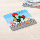 Portugiesische Rooster mit Geschenken 1. Geburtsta Untersetzer (angewinkelt)