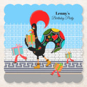 Portugiesische Rooster mit Geschenken 1. Geburtsta Untersetzer (Vorderseite)