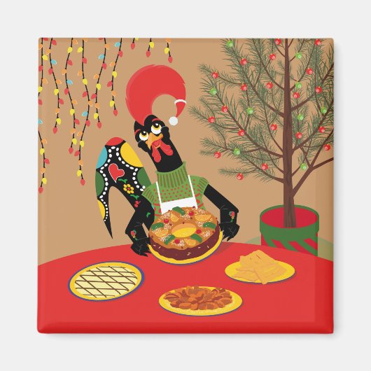 Portugiesische Rooster Sweet Christmas Magnet (Vorne)