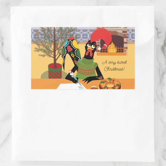 Portugiesische Rooster Weihnachtskarte Rechteckiger Aufkleber (Tasche)