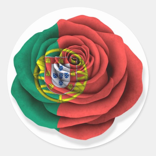 Portugiesische Rose - Weißflagge Runder Aufkleber (Vorderseite)