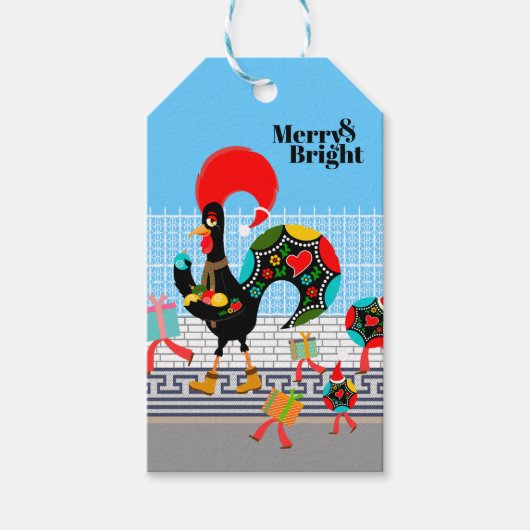 Portugiesische Roster Weihnachtsfeier Geschenkanhänger (Vorderseite)