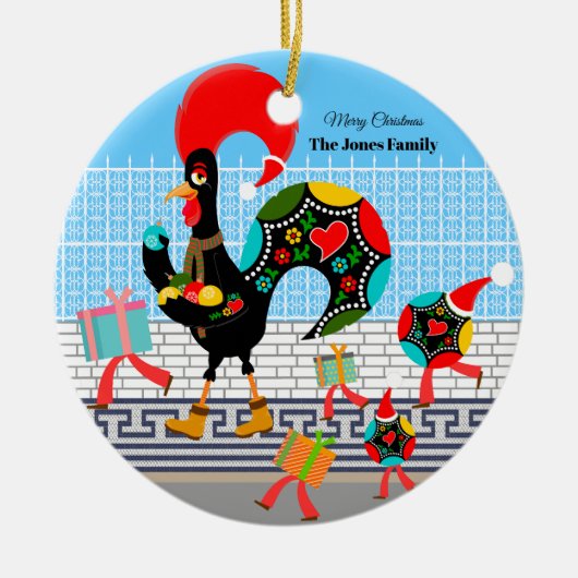 Portugiesische Roster Weihnachtsfeier Keramik Ornament (Vorne)