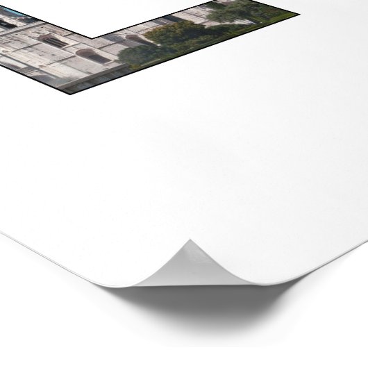 Portugiesische Sehenswürdigkeit in Lissabon im Tex Poster (Ecke)