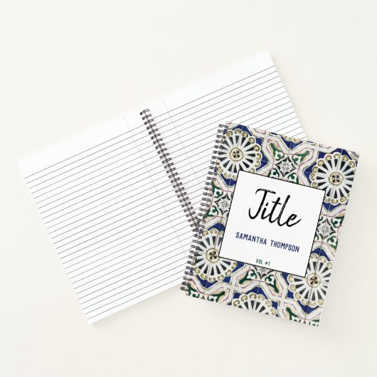 Portugiesische Tile Azulejo Farbige geometrische S Notizblock (Innenseite)