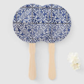 Portugiesische Tiles - Azulejo Blau und Weiße Flor Fächer (Vorne und Hinten)