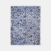 Portugiesische Tiles - Azulejo Blau und Weiße Flor Fleecedecke (Vorderseite)