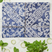 Portugiesische Tiles - Azulejo Blau und Weiße Flor Geschirrtuch (Gefaltet)