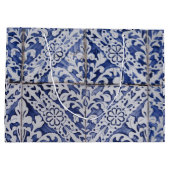 Portugiesische Tiles - Azulejo Blau und Weiße Flor Große Geschenktüte (Rückseite)