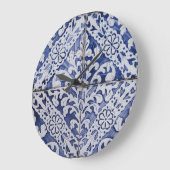 Portugiesische Tiles - Azulejo Blau und Weiße Flor Große Wanduhr (Winkel)