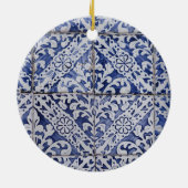 Portugiesische Tiles - Azulejo Blau und Weiße Flor Keramik Ornament (Hinten)