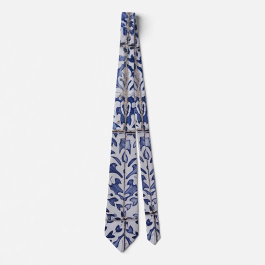Portugiesische Tiles - Azulejo Blau und Weiße Flor Krawatte (Vorderseite)