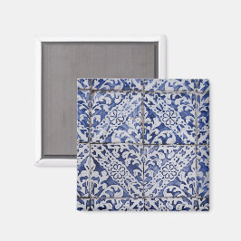 Portugiesische Tiles - Azulejo Blau und Weiße Flor Magnet