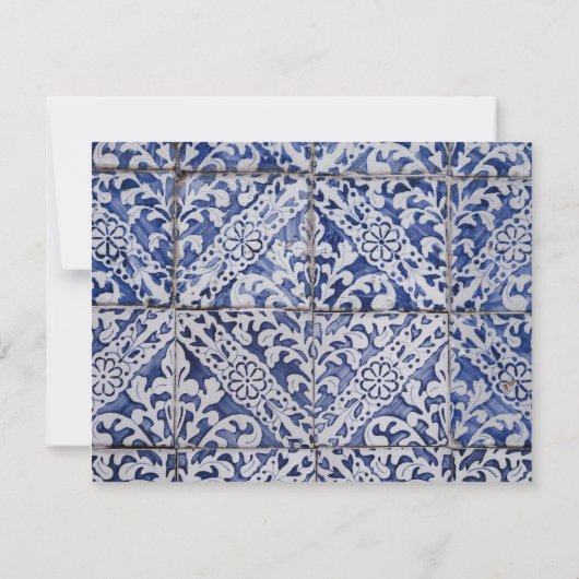 Portugiesische Tiles - Azulejo Blau und Weiße Flor Mitteilungskarte (Rückseite)