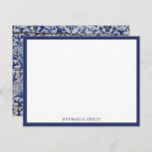 Portugiesische Tiles - Azulejo Blau und Weiße Flor Mitteilungskarte (Vorne/Hinten)