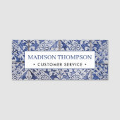 Portugiesische Tiles - Azulejo Blau und Weiße Flor Namensschild (Vorderseite)