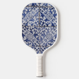 Portugiesische Tiles - Azulejo Blau und Weiße Flor Pickleball Schläger