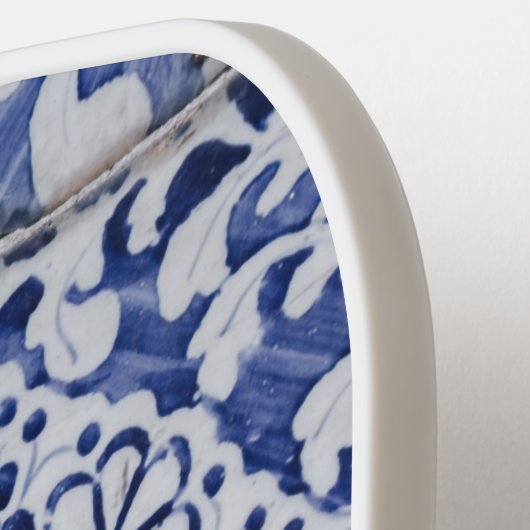 Portugiesische Tiles - Azulejo Blau und Weiße Flor Pickleball Schläger (Linke Seite)