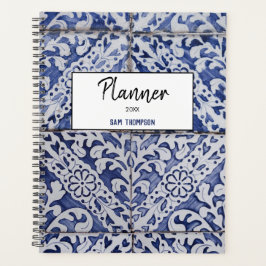 Portugiesische Tiles - Azulejo Blau und Weiße Flor Planer