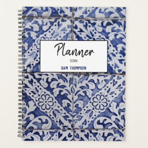 Portugiesische Tiles - Azulejo Blau und Weiße Flor Planer