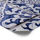 Portugiesische Tiles - Azulejo Blau und Weiße Flor Poster (Ecke)