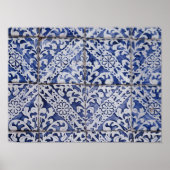 Portugiesische Tiles - Azulejo Blau und Weiße Flor Poster (Vorne)