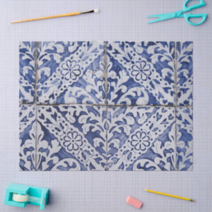 Portugiesische Tiles - Azulejo Blau und Weiße Flor Seidenpapier