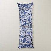 Portugiesische Tiles - Azulejo Blau und Weiße Flor Seitenschläferkissen (Rückseite (Vertikal))