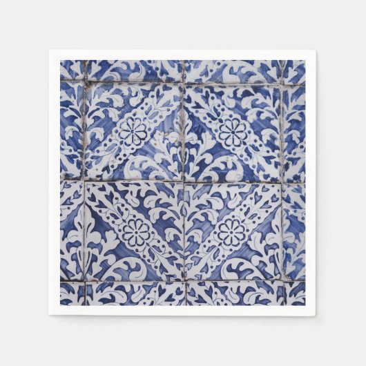 Portugiesische Tiles - Azulejo Blau und Weiße Flor Serviette (Vorderseite)