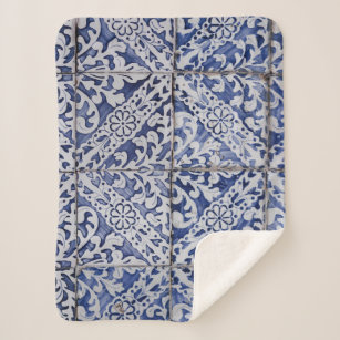 Portugiesische Tiles - Azulejo Blau und Weiße Flor Sherpadecke