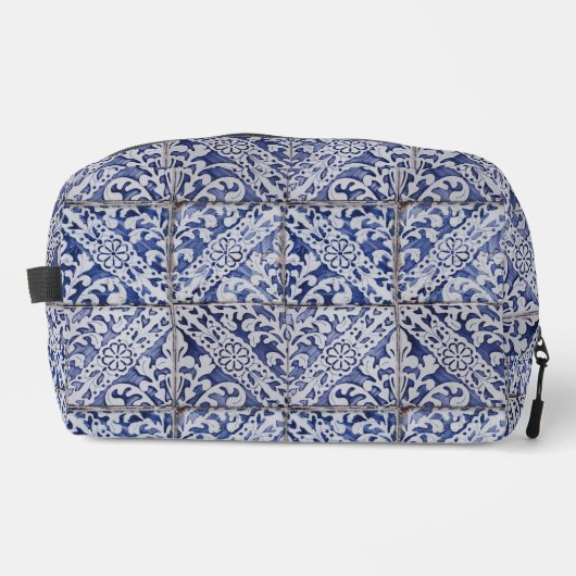 Portugiesische Tiles - Azulejo Blau und Weiße Flor Waschbeutel (Vorderseite)