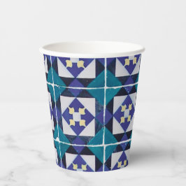 Portugiesische Tiles - Azulejo Diamond Geometric Pappbecher