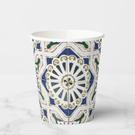 Portugiesische Tiles - Azulejo - farbenfrohe Geome Pappbecher