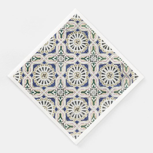 Portugiesische Tiles - Azulejo - farbenfrohe Geome Serviette (Ecke)