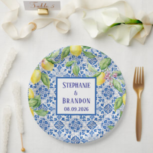 Portugiesische Tiles Lemons Mediterrane Hochzeit Pappteller