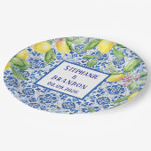 Portugiesische Tiles Lemons Mediterrane Hochzeit Pappteller (Schrägansicht)